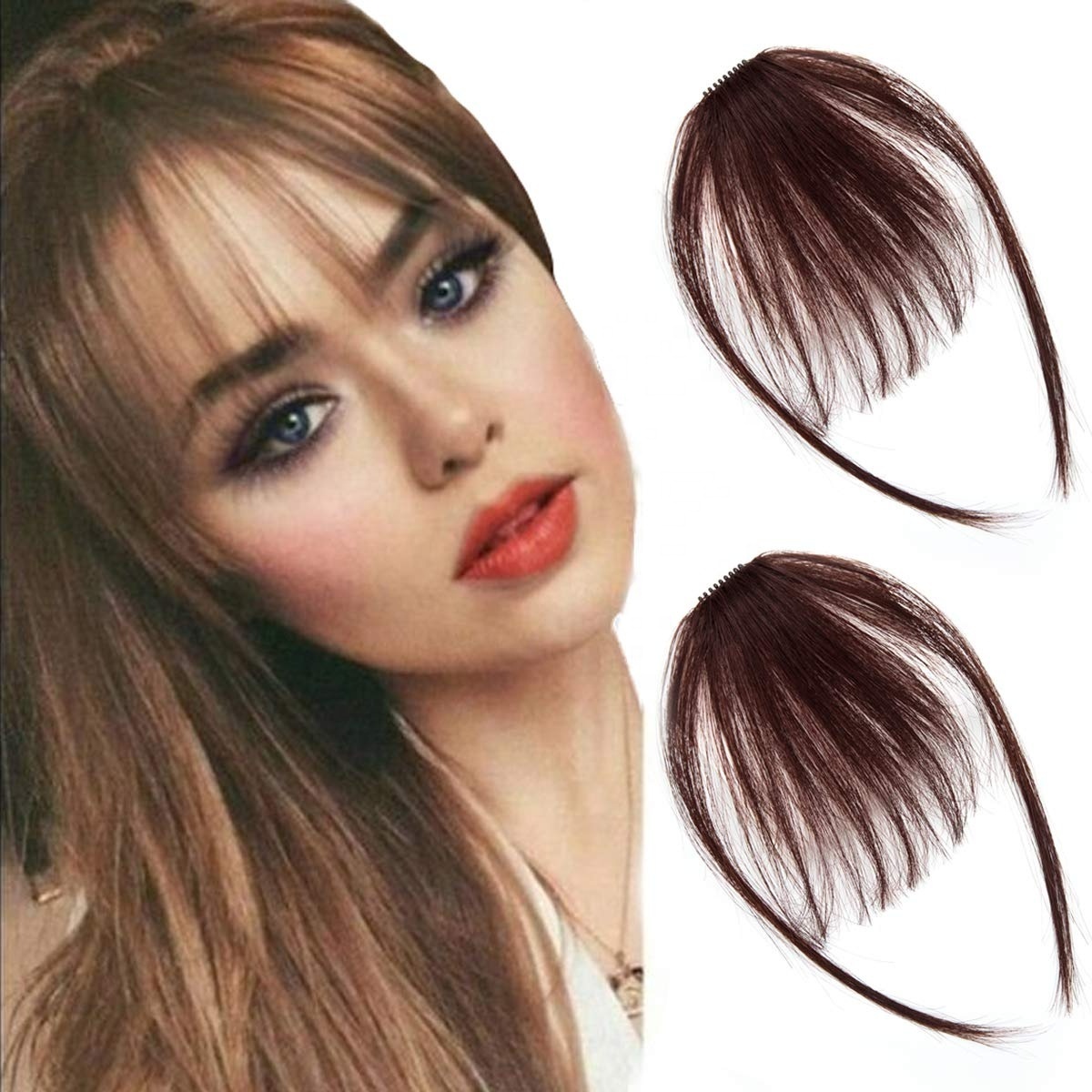 XuChang Kbeth careonline Clip In Human Hair Bangs Natural Real Human Hair Extensions Air Bangs With Temple One Piece Clip On Hai