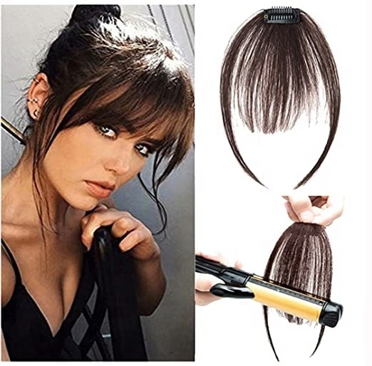 XuChang Kbeth careonline Clip In Human Hair Bangs Natural Real Human Hair Extensions Air Bangs With Temple One Piece Clip On Hai