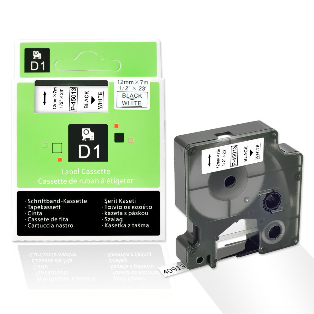 dymo d1 45013 label manager LM160 printer cartridge 12mm black on white label tapes