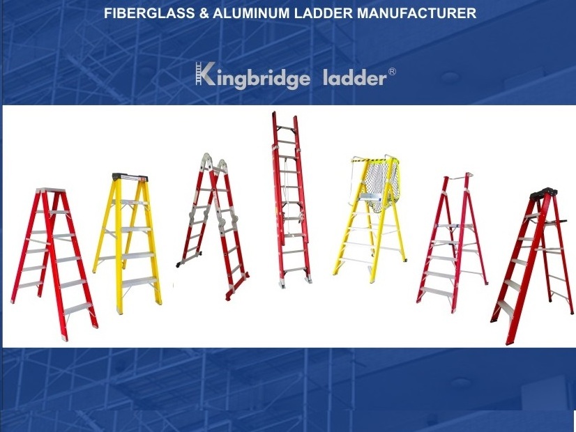 EN131 aluminum Fiberglass platform step ladder with platform and Moving wheels