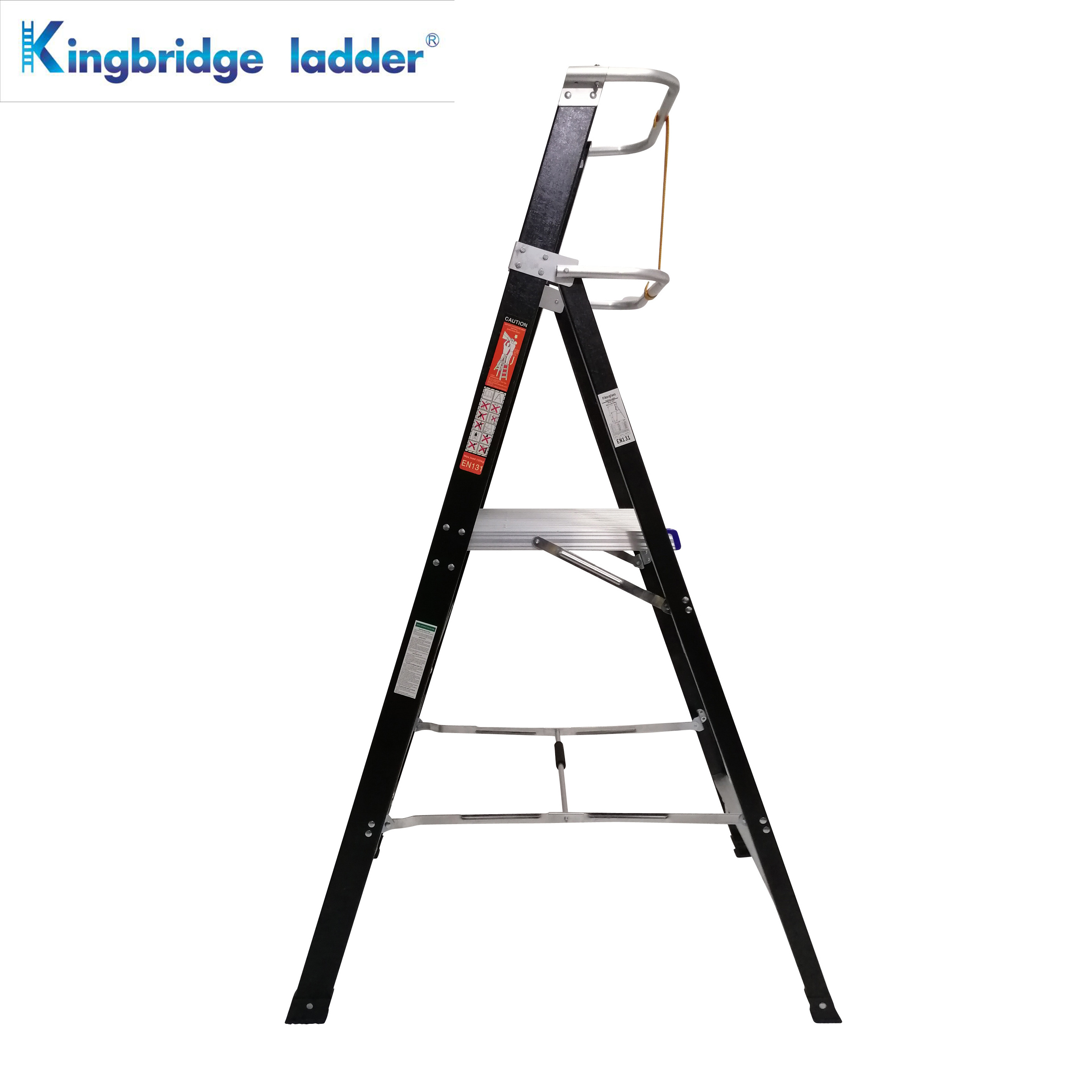 EN131 aluminum Fiberglass platform step ladder with platform and Moving wheels