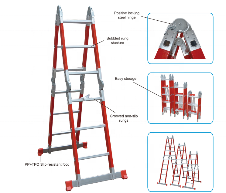 Kingbridge Fiberglass Multipurpose ladder with bigger hinge ...