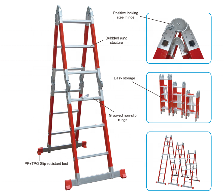 Kingbridge Fiberglass Multipurpose ladder with bigger hinge