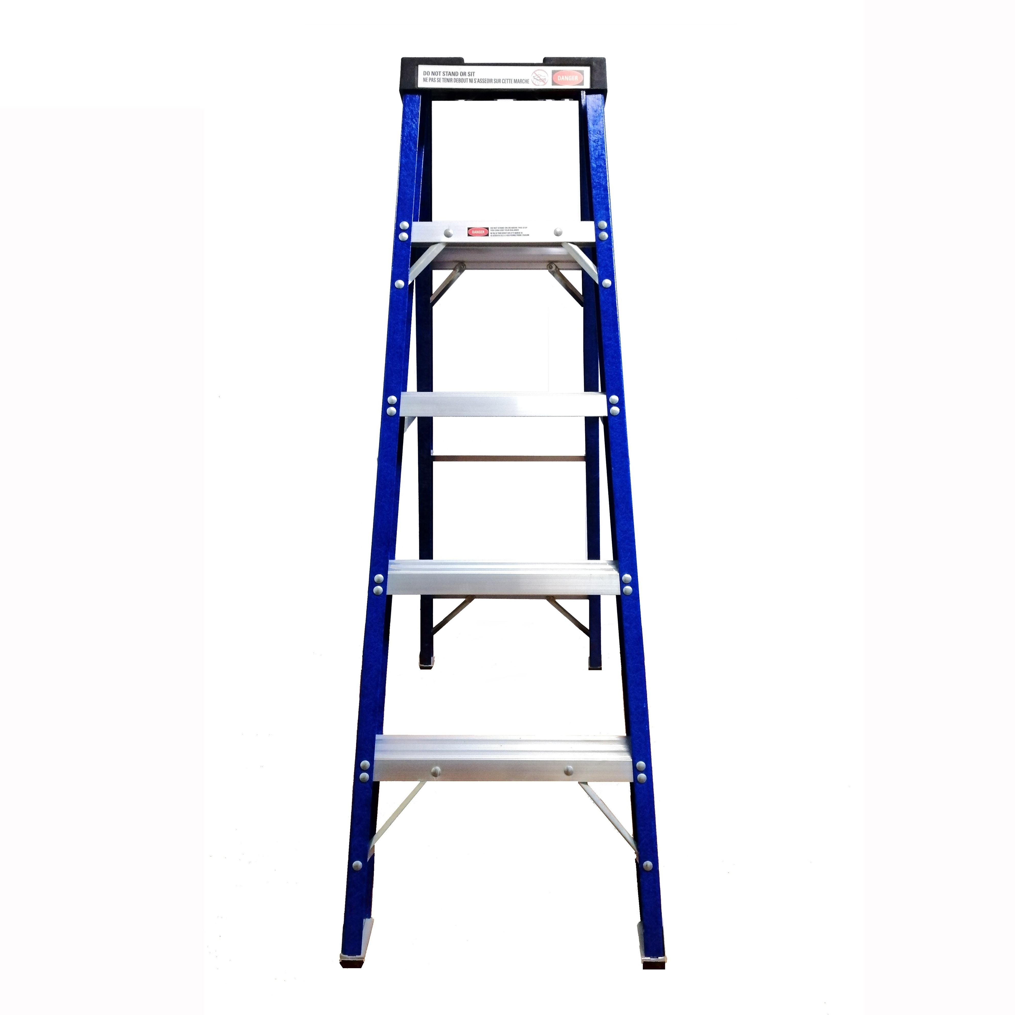 Blue color double Side Fiberglass folding  Step Ladder with tool tray