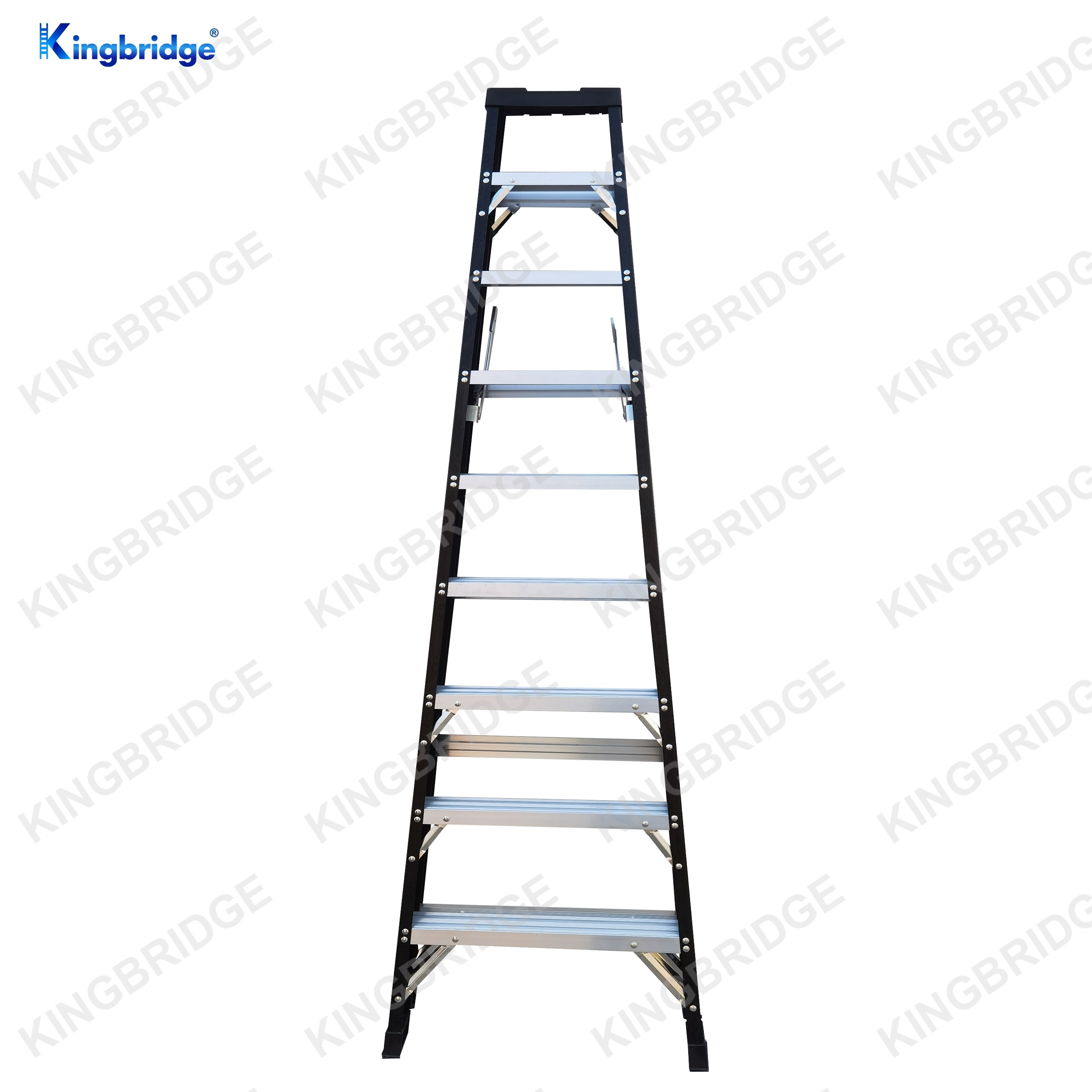 Kingbridge Industrial Single Side Fiberglass insulated 9 Steps Ladder shelf Black Color