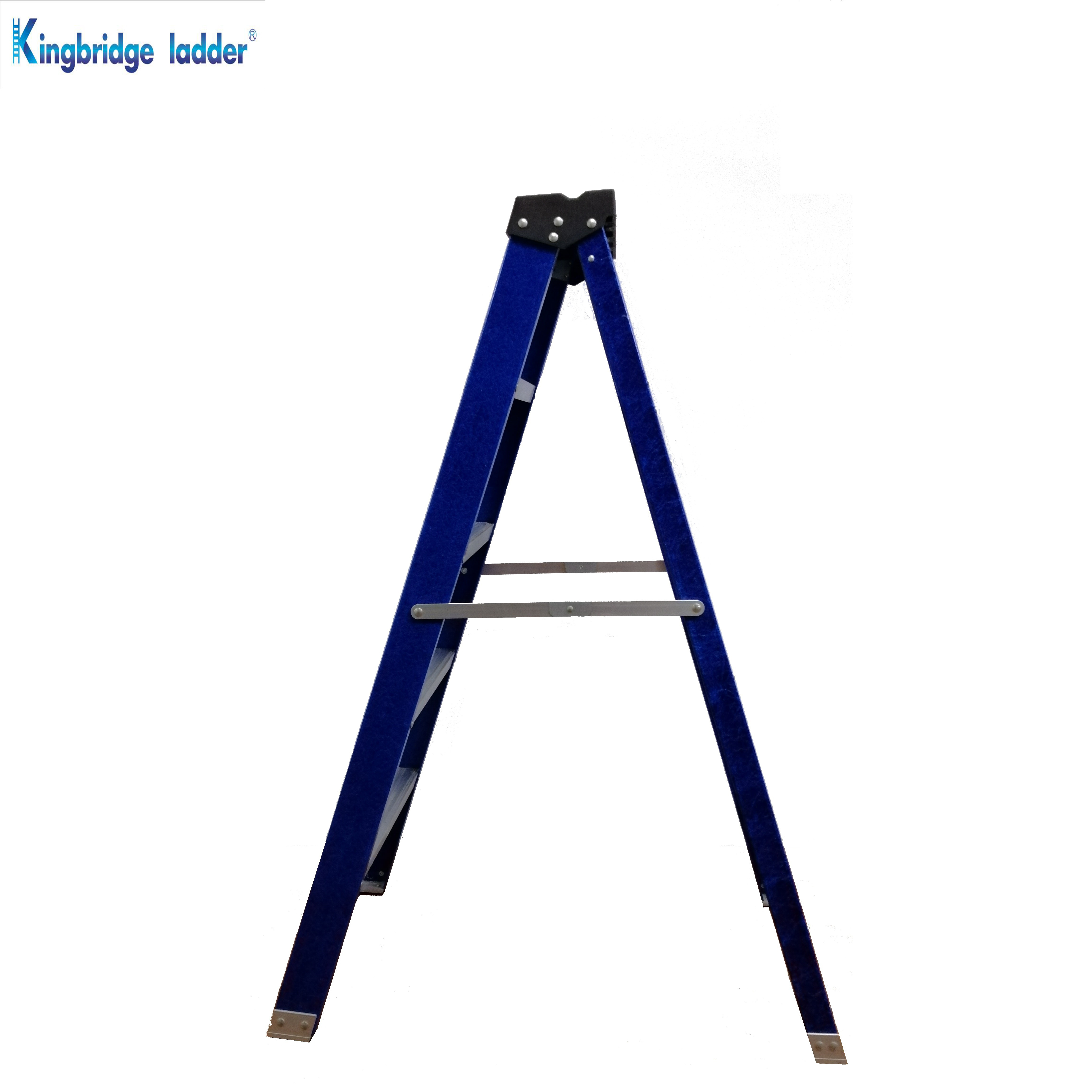 Blue color double Side Fiberglass folding  Step Ladder with tool tray