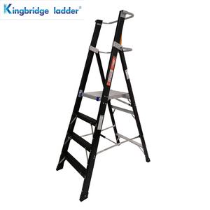 EN131 aluminum Fiberglass platform step ladder with platform and Moving wheels