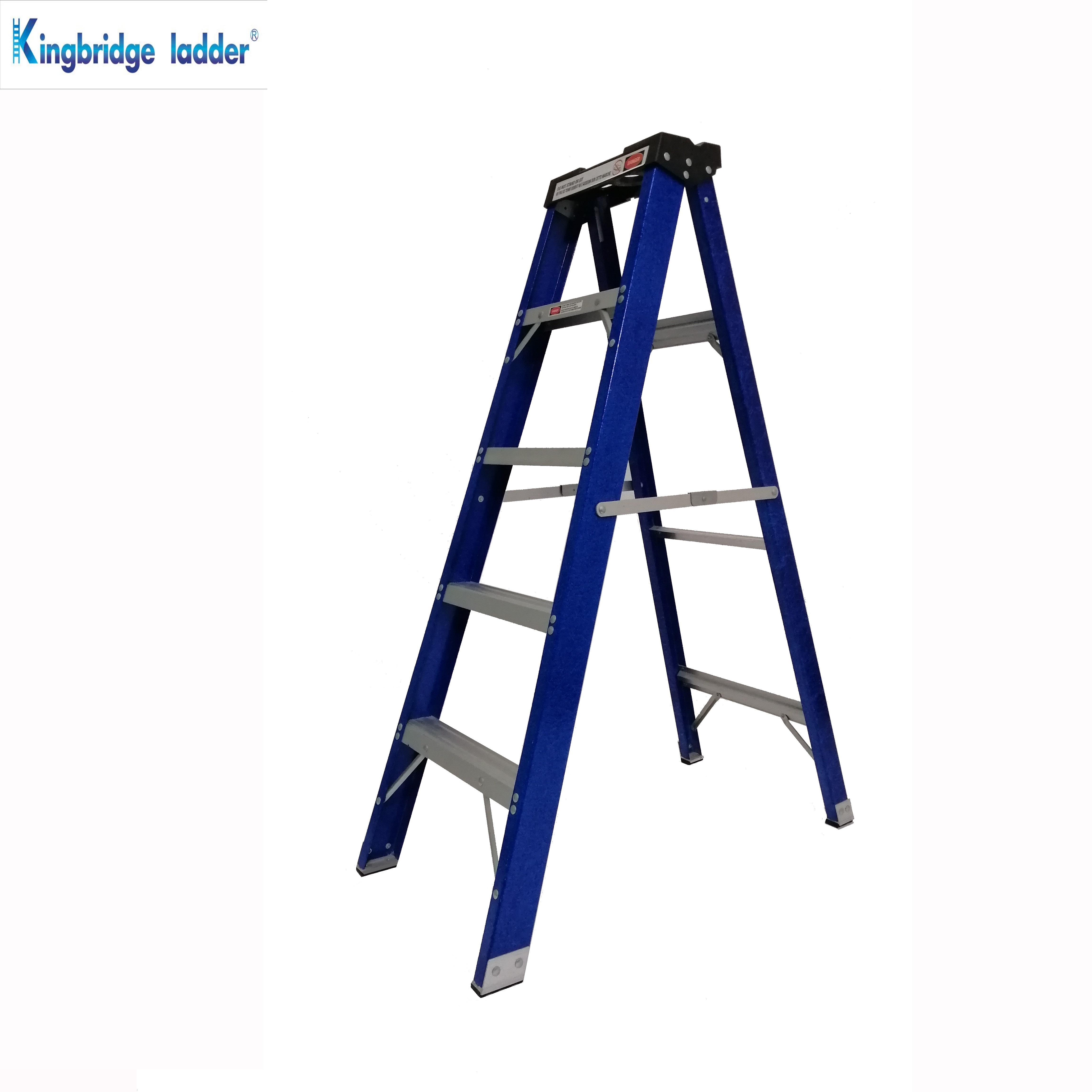 Blue color double Side Fiberglass folding  Step Ladder with tool tray