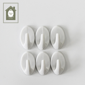 6PCS Strong Self-Adhesive White Stick Hooks Plastic Bathroom Stick Hanger On Wall Or Door