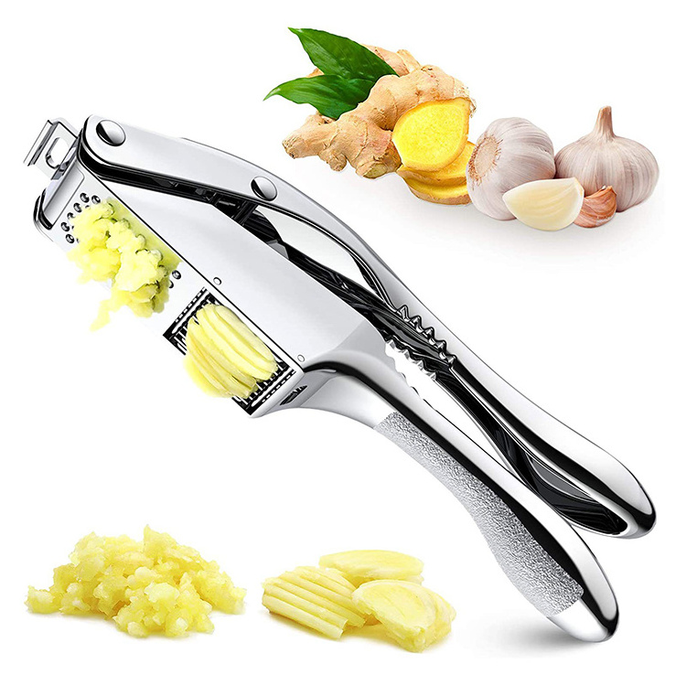 K&B 2 In 1 Multi-functional Garlic Press Chopper Stainless Steel Garlic Crusher Slicer