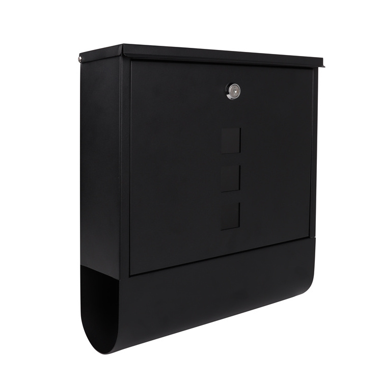 K & B Wall Mounted Black Metal Galvanized Mailbox Postbox Plain Outdoor Post Box Mailing Box