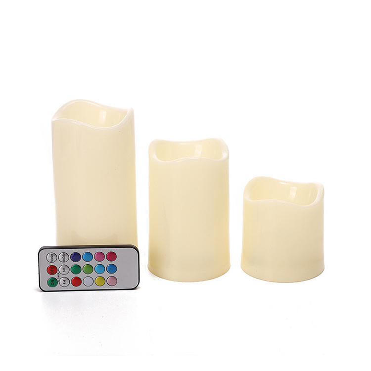 K&B set of 3 color changing wax flameless & led candles lights with remote battery control