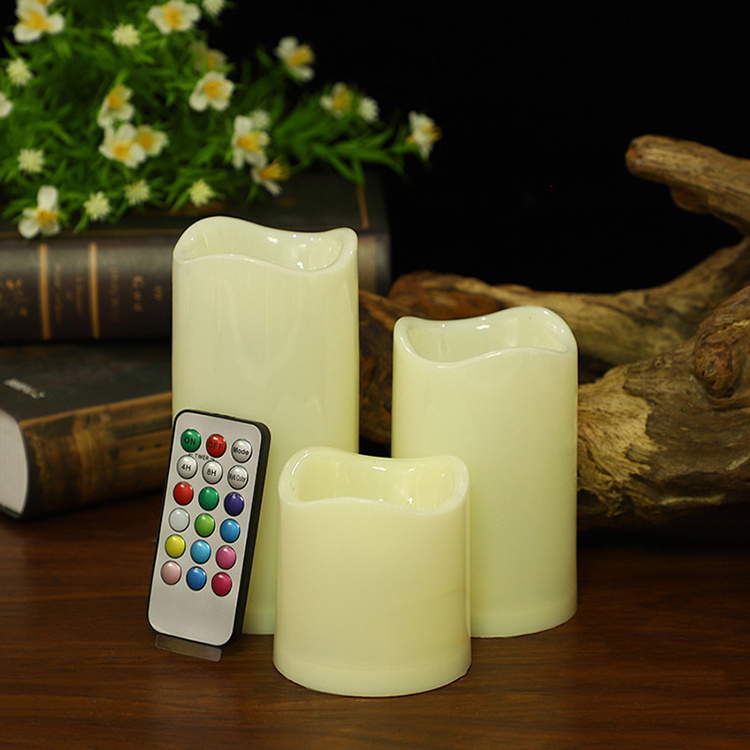 K&B set of 3 color changing wax flameless & led candles lights with remote battery control