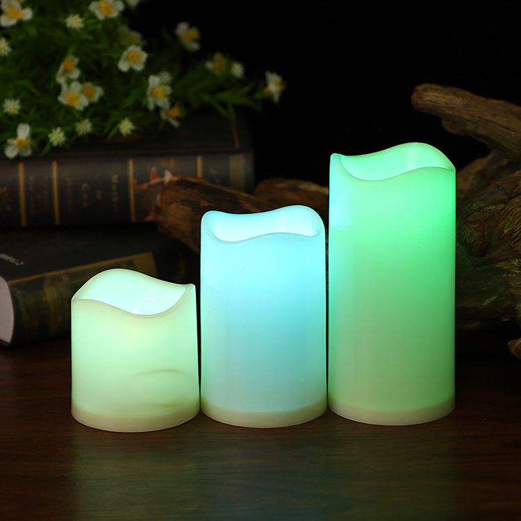 K&B set of 3 color changing wax flameless & led candles lights with remote battery control