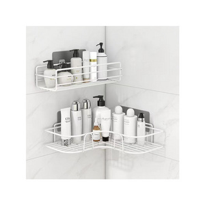 K&B Drill-Free Wall Mounted Corner Shelf Removable Multifunctional Metal Bathroom Holder Iron Storage Rack Organizer