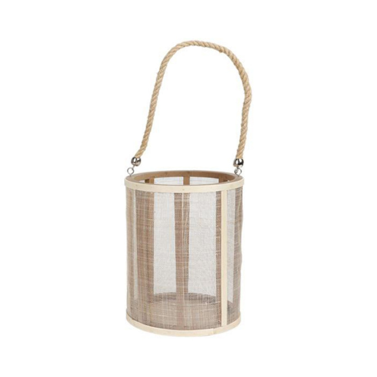 K&B wooden framed home decor round candle lanterns large wooden lantern with rope handle