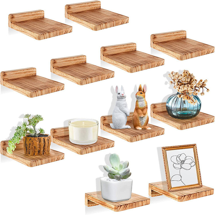 K&B Mini Floating Shelves Small Natural Wooden Display Wall Shelf for Picture Book