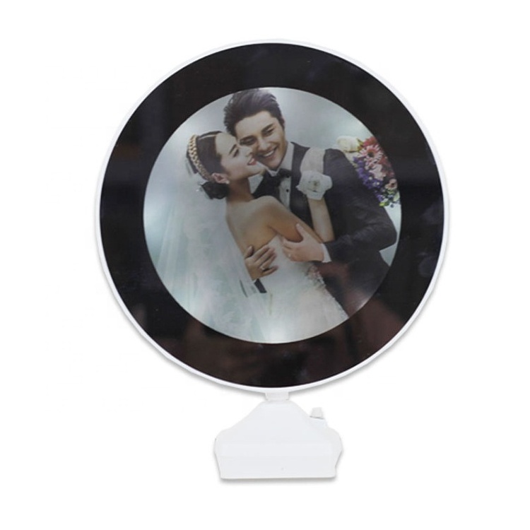 K&B home decor multi function battery power round makeup led magic mirror photo frame