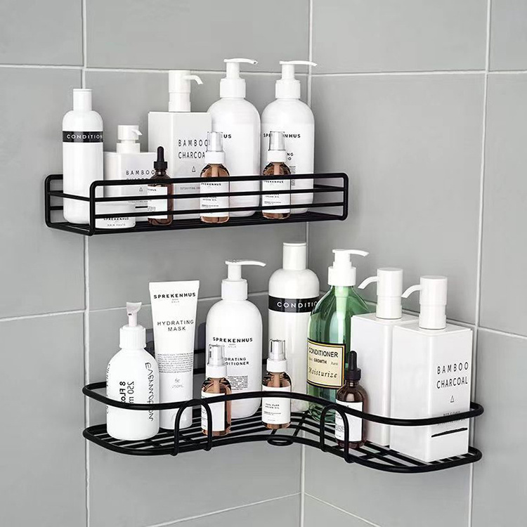 K&B Drill-Free Wall Mounted Corner Shelf Removable Multifunctional Metal Bathroom Holder Iron Storage Rack Organizer