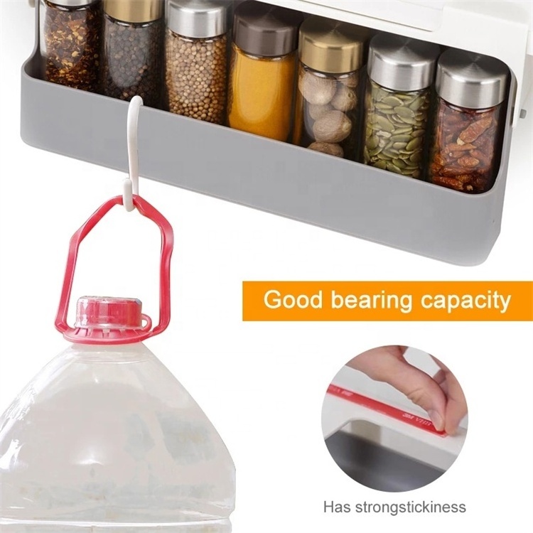 K&B hanging adjustable plastic organizer spice jar rack shelf for kitchen drawer under cabinet