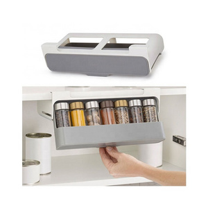 K&B hanging adjustable plastic organizer spice jar rack shelf for kitchen drawer under cabinet