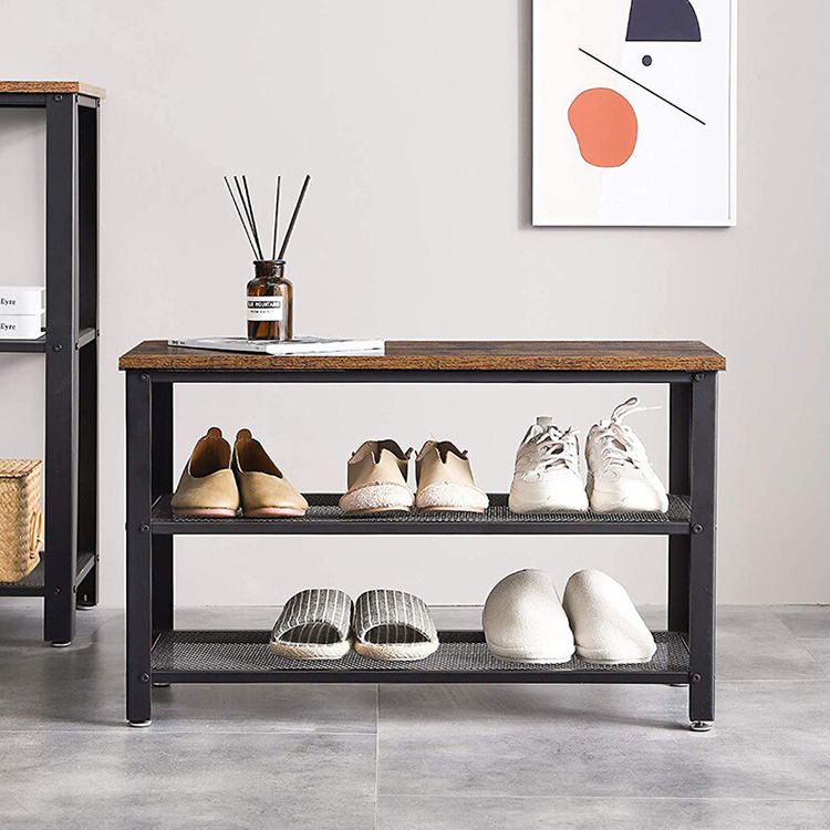 Steel Frame Shoe Rack K&B 3-tier metal frame shoes organizer rack with seat shoe rack stand ...