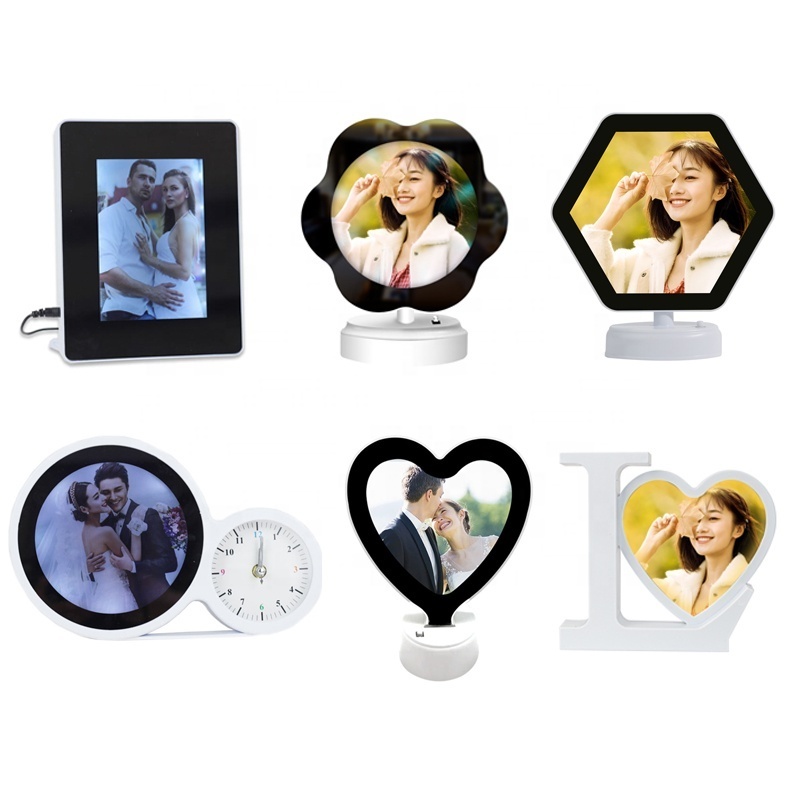 K&B home decor multi function battery power round makeup led magic mirror photo frame