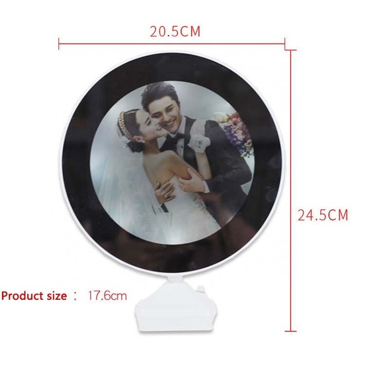 K&B home decor multi function battery power round makeup led magic mirror photo frame