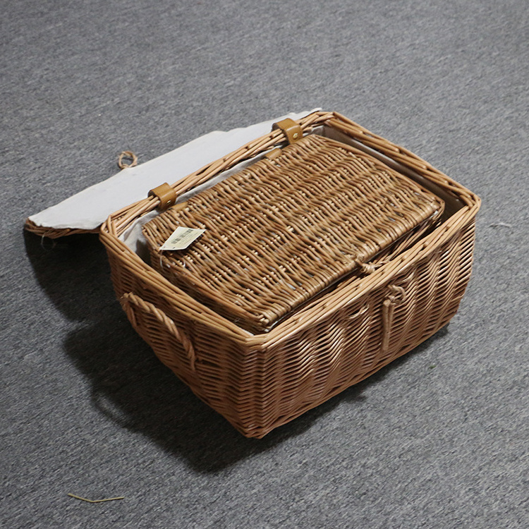 wholesale hot sale custom new design handmade cheap natural rattan wicker picnic basket set storage baskets with handle