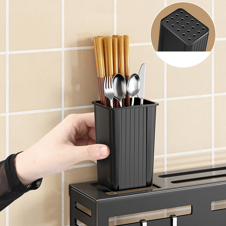 K&B layer small black kitchen stainless steel storage rack chopsticks knife fork drainage rack