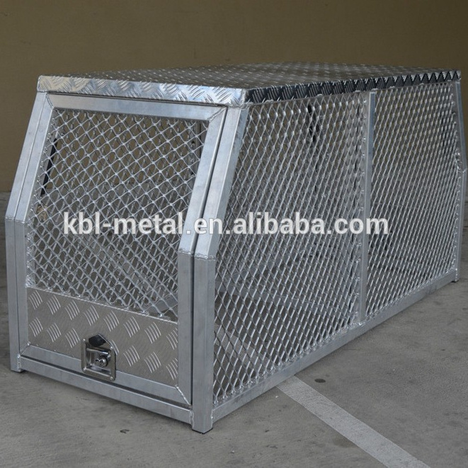 Aluminum Checkerplate Truck Dog Box/Dog Crate/Cage Show top storage