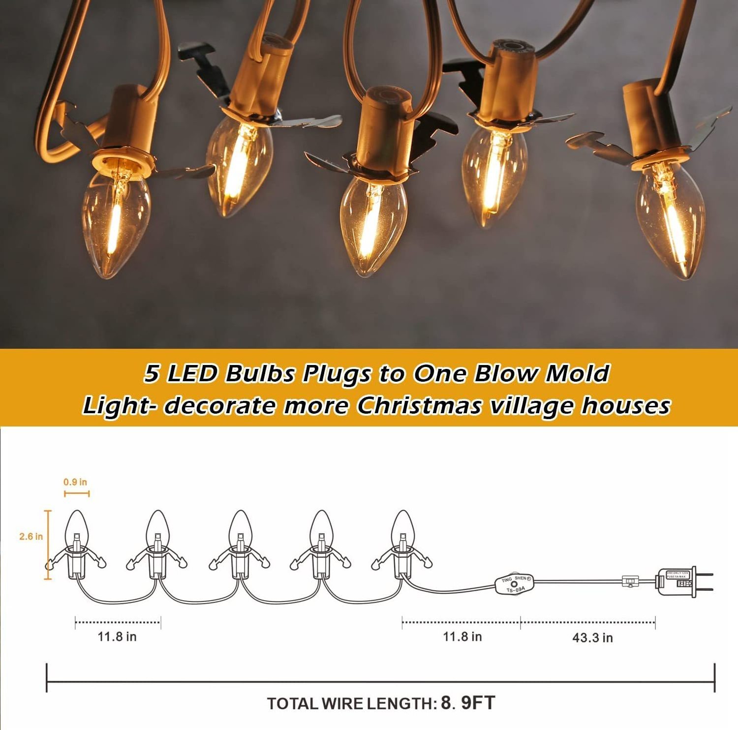 American Standard LED Light Base Socket Jack-o'-lantern power cord with switch plug suitable for holiday decoration