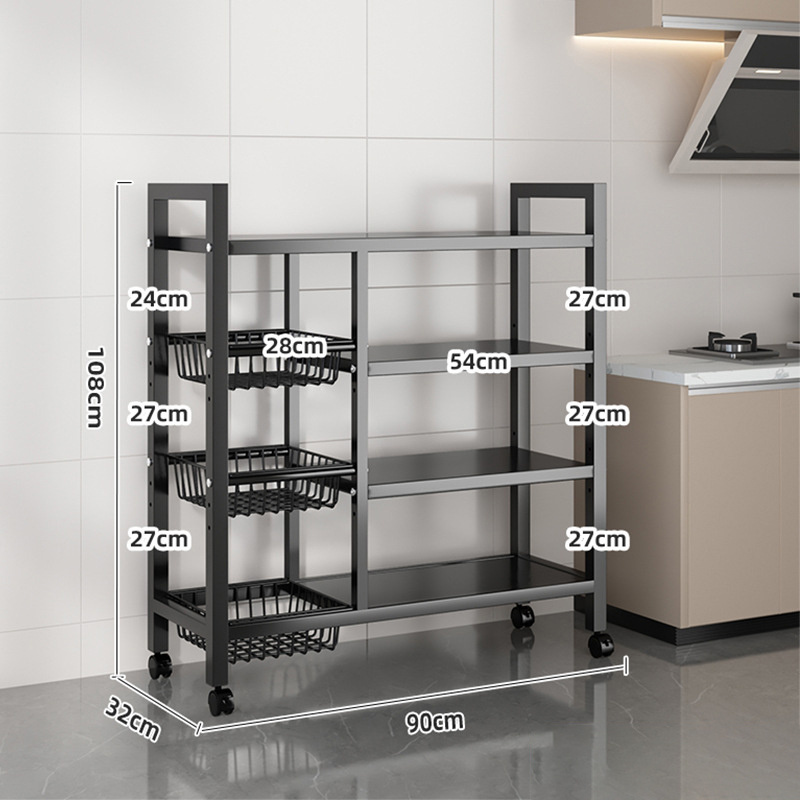 Household Storage Cabinet Kitchen Multi-layered Vegetable Basket organizador Microwave Stove Rack storage racks shelving units