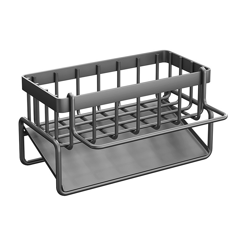 Single-Tier Metal Kitchen Storage Rack for Sink Cloth Faucet Dishwasher Detergent Featuring Steel Wire Ball Storage for Sundries