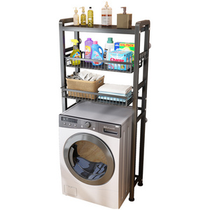 Multi-Functional Metal Pull-Out Toilet Drum Flip Cover Widened Washing Machine Storage Rack Multi-Layer Floor Storage Rack