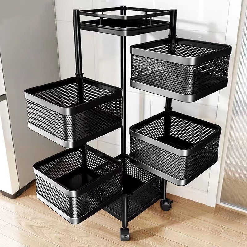 Hot sell Food Container metal Basket Storage Shelf Vegetable Storage Fruit Rack Kitchen Rotating Basket