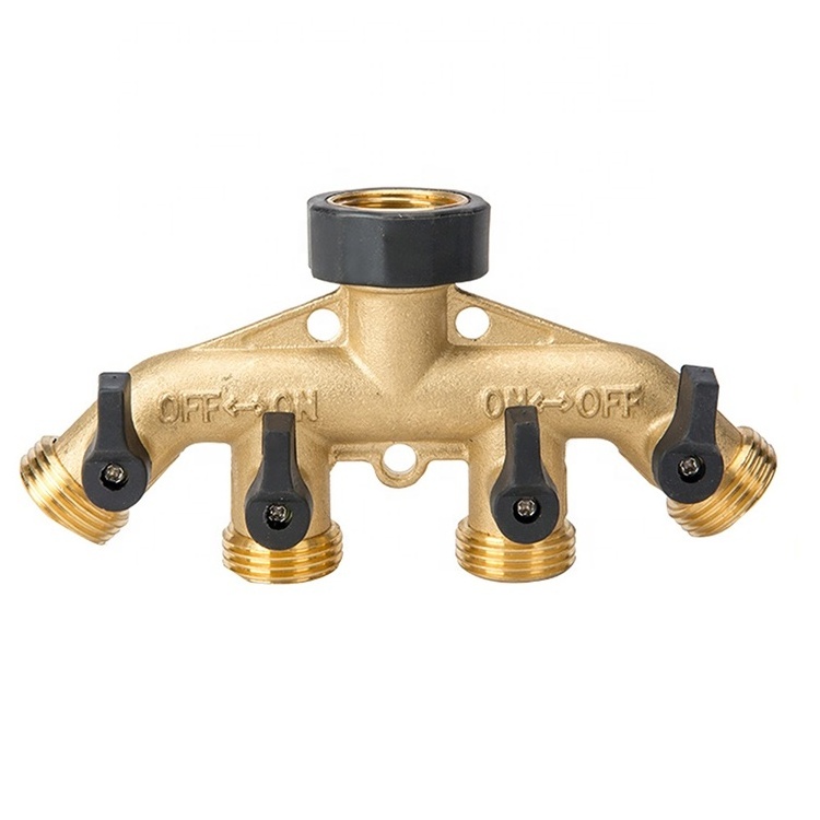 Zhejiang Kaibeili forged copper multi-outletgarden hose shut-off 4-way ball valve