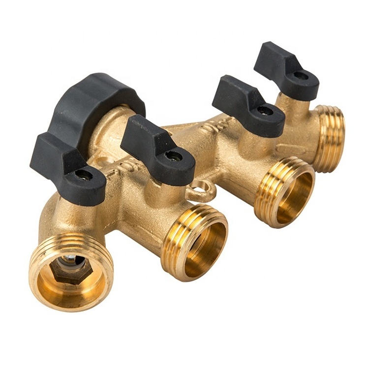 Zhejiang Kaibeili forged copper multi-outletgarden hose shut-off 4-way ball valve