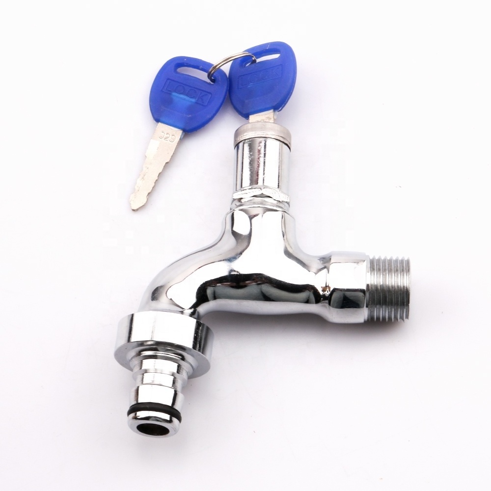 Zhejiang Kaibili Bibcock with lock Water Tap Chrome Surface Zinc Alloy Bibcock Plastic Lock Handle Bibcock Faucet with Key