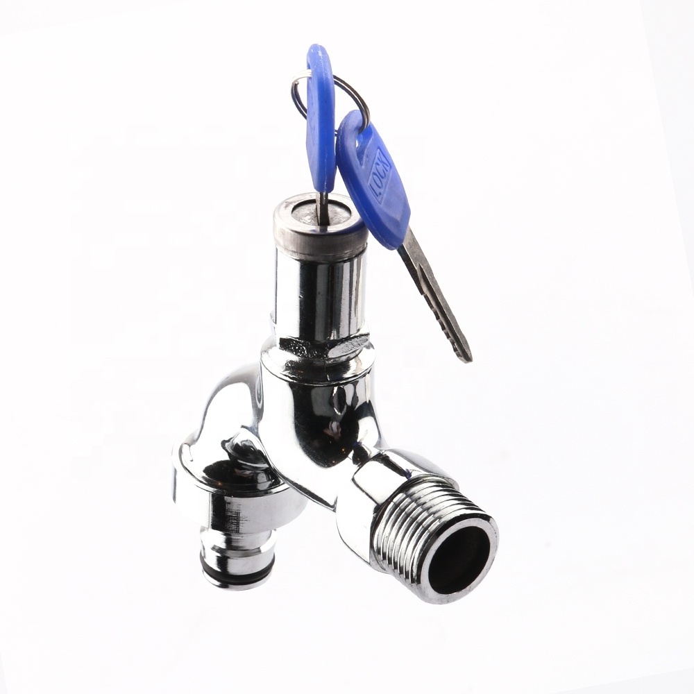 Zhejiang Kaibili Bibcock with lock Water Tap Chrome Surface Zinc Alloy Bibcock Plastic Lock Handle Bibcock Faucet with Key