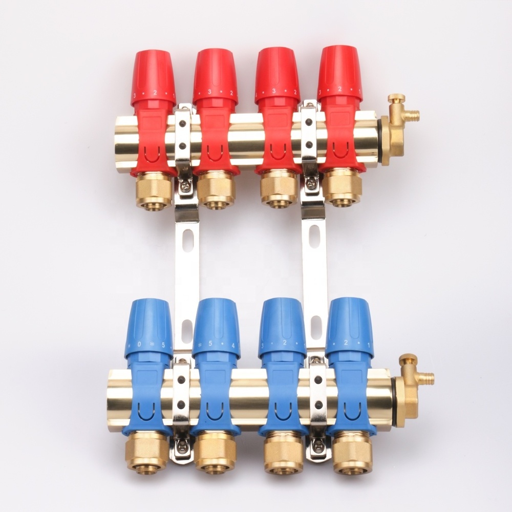 Zhejiang Kaibeili Radiant 2 3 4 5 6 way Water Pex Underfloor Heating Brass Radiant Manifold