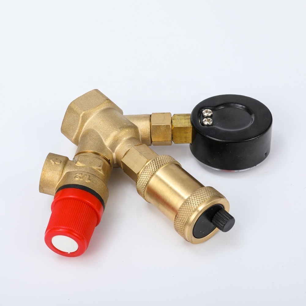 Brass Boiler Valve Parts Set Automatic Air Vent 3Bar Safety Valve For Floor Heating