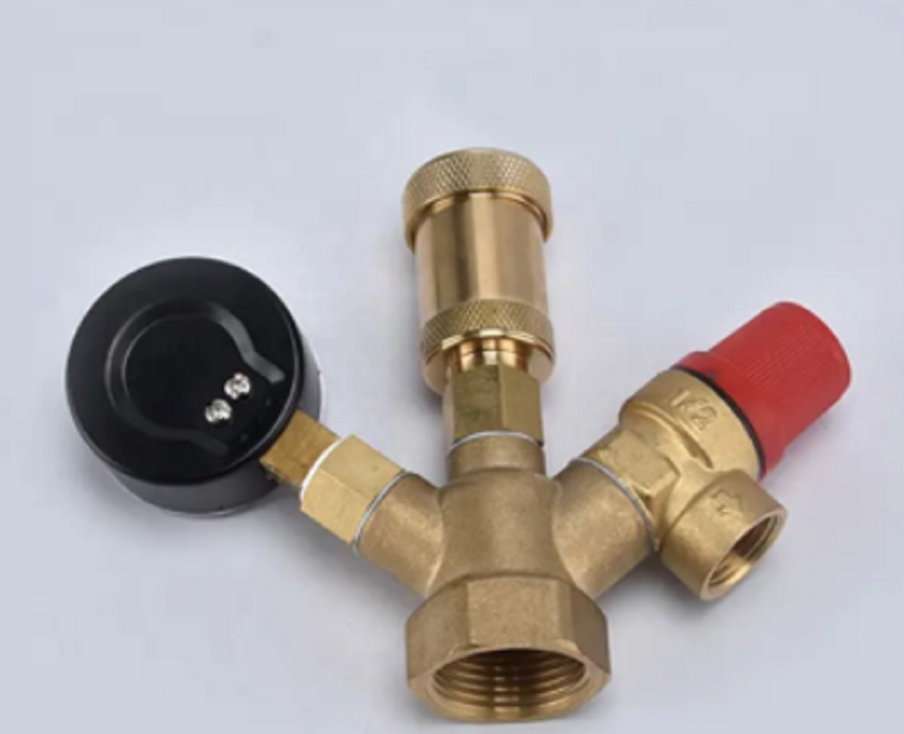 Brass Boiler Valve Parts Set Automatic Air Vent 3Bar Safety Valve For Floor Heating