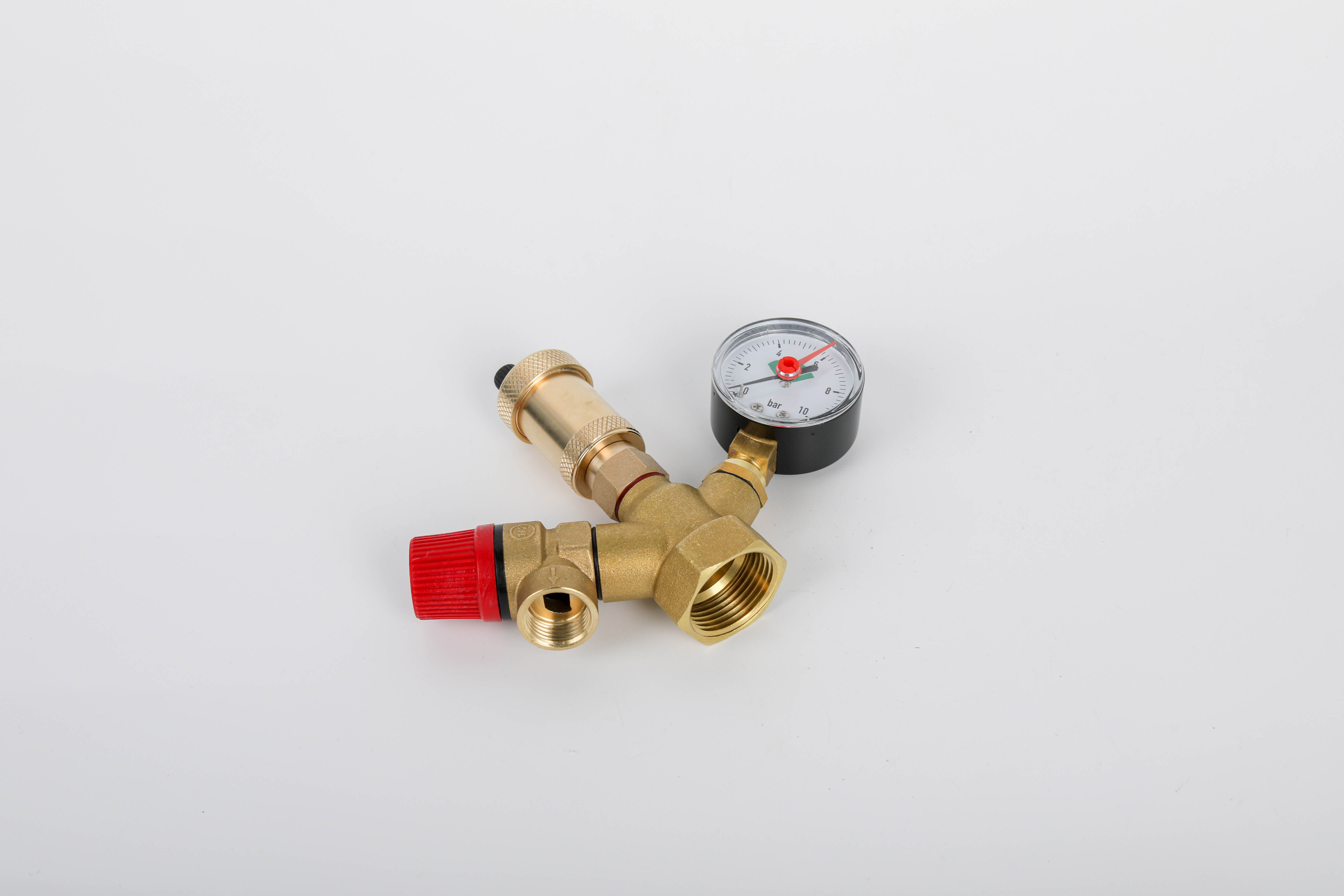 Brass Boiler Valve Parts Set Automatic Air Vent 3Bar Safety Valve For Floor Heating