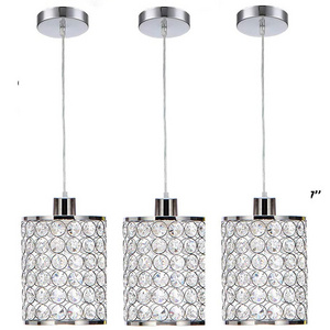 3 Pack Modern Chrome Crystal Ceiling Pendant Lighting, Adjustable Pendant Light Fixture for Kitchen Dinning Room Bedroom