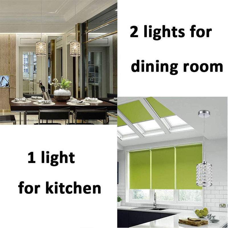 3 Pack Modern Chrome Crystal Ceiling Pendant Lighting, Adjustable Pendant Light Fixture for Kitchen Dinning Room Bedroom