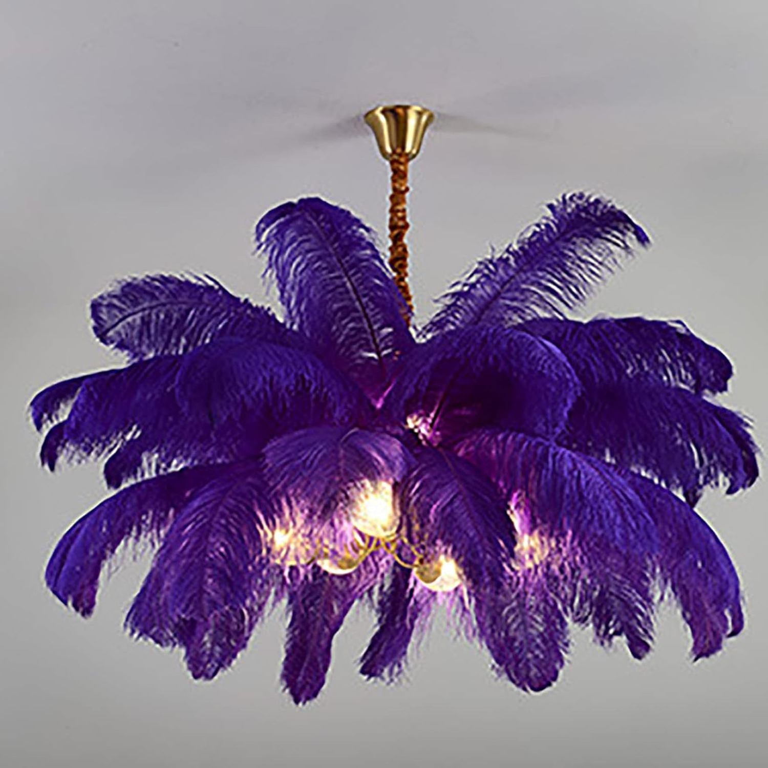 Art Romantic Creative Hanging Chandelier Ostrich Feather Ceiling Shade Modern Ostrich Feather Chandelier Pendant Lamp