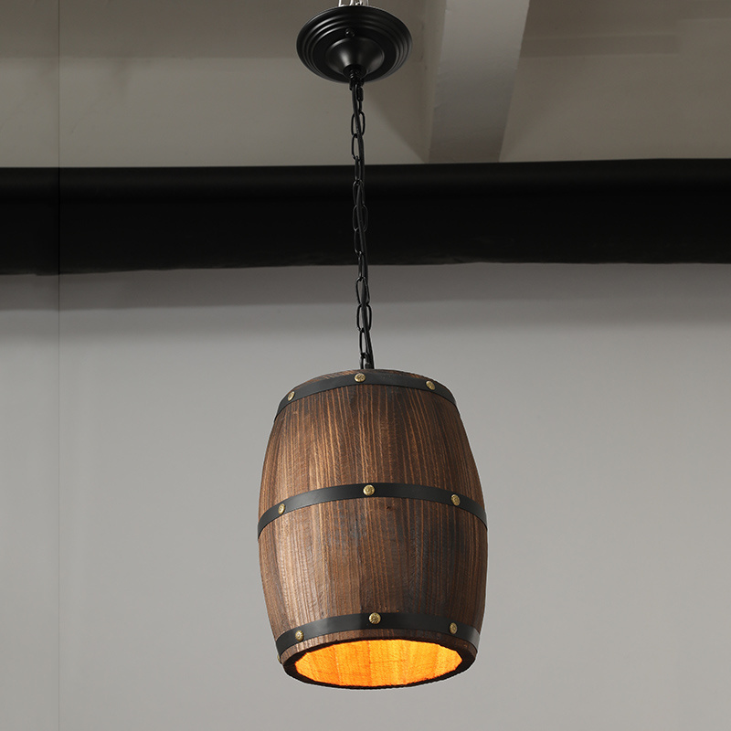 Dining  Kitchen Lighting Rustic Farmhouse Light Fixture Ceiling Retro Vintage Wood Wine Barrel Pendant Light