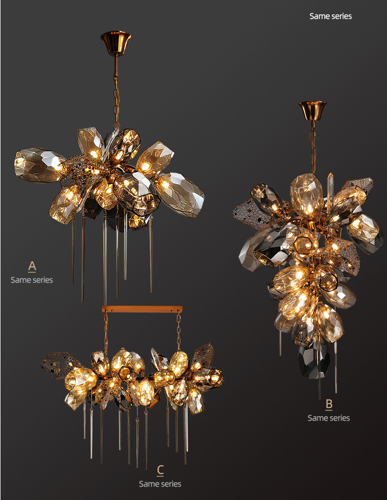 Gold Large European Decorative Luxury Murano Glass Crystal Chandelier lights for Hotel Lobby Staircase  blown modern chandelier