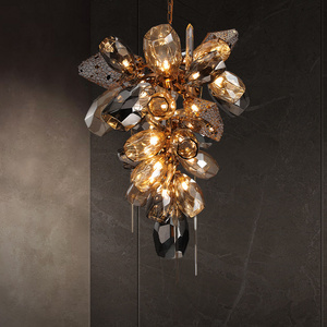 Gold Large European Decorative Luxury Murano Glass Crystal Chandelier lights for Hotel Lobby Staircase  blown modern chandelier